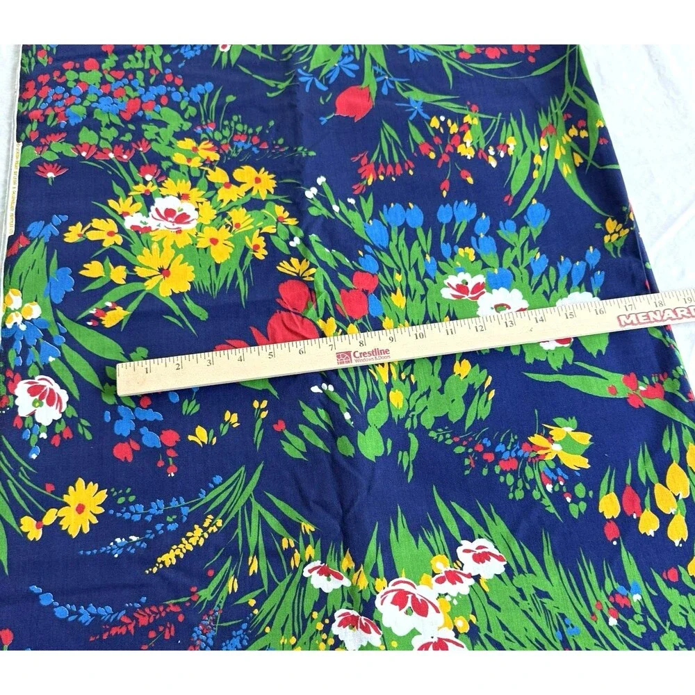 Vtg Leon B Rosenblatt Textile Vibrant Red Yellow Green Blue Floral Garden 96